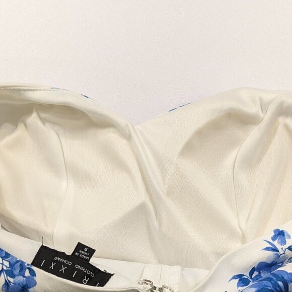 Trixxi Dress Womens 9 1950's Fit & Flare Blue Floral Pin-up Rockabilly Retro - Picture 7 of 15